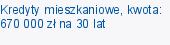 Kredyty mieszkaniowe, kwota: 670 000 zł na 30 lat