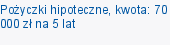 Pożyczki hipoteczne, kwota: 70 000 zł na 5 lat