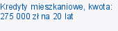 Kredyty mieszkaniowe, kwota: 275 000 zł na 20 lat
