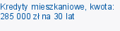 Kredyty mieszkaniowe, kwota: 285 000 zł na 30 lat