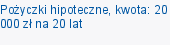 Pożyczki hipoteczne, kwota: 20 000 zł na 20 lat