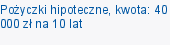 Pożyczki hipoteczne, kwota: 40 000 zł na 10 lat