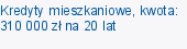Kredyty mieszkaniowe, kwota: 310 000 zł na 20 lat