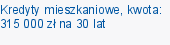 Kredyty mieszkaniowe, kwota: 315 000 zł na 30 lat