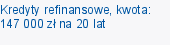 Kredyty refinansowe, kwota: 147 000 zł na 20 lat