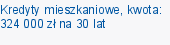 Kredyty mieszkaniowe, kwota: 324 000 zł na 30 lat