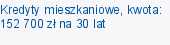 Kredyty mieszkaniowe, kwota: 152 700 zł na 30 lat